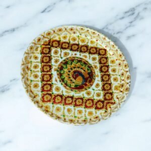 Steel puja thali with meenakari work