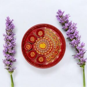 Steel puja thali with 5 bowls