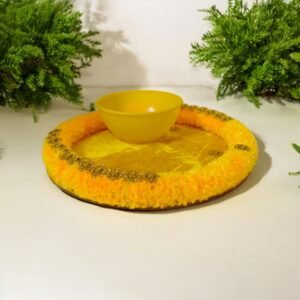 haldi decorated plate with bowl