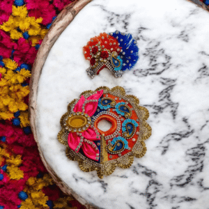 Laddu Gopal Designer Poshak , size-01 (Pink and blue colour)